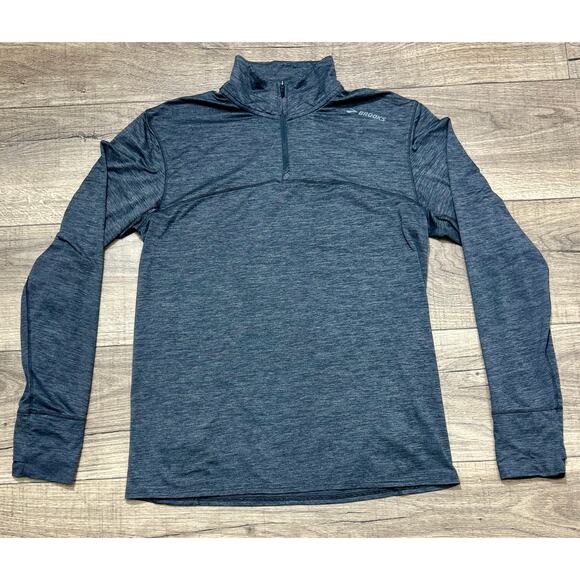 Brooks Active Jacket Mens Fleece Sz Small - Fleece Warm 1/4 Zip Gray! - Picture 1 of 6